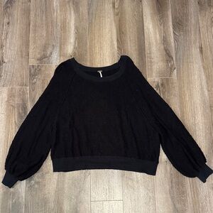 Free People Black Textured Pullover
